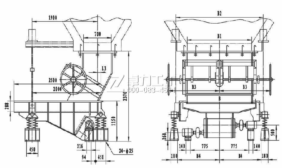 GZM型振動給料機(jī)(雙閘門安裝圖)